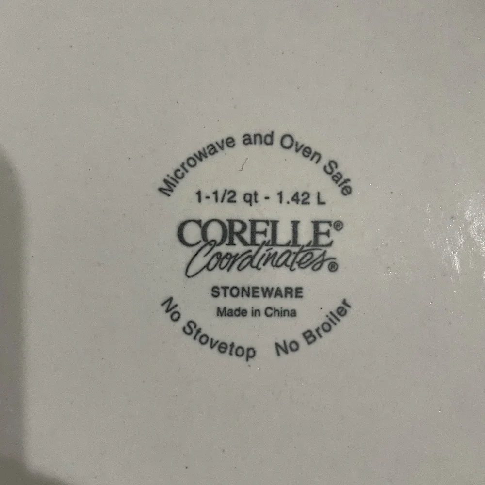 Corelle Coordinates Callaway Bowl GREEN IVY‎ 1.5 qt Casserole Dish Stoneware